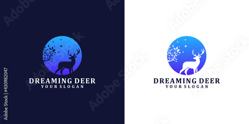 dreaming deer logo design template