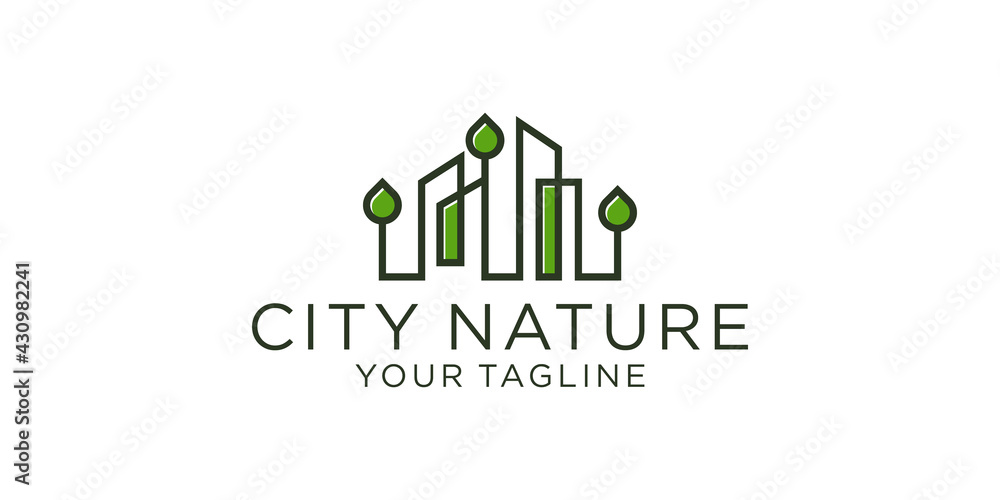 Building logo with eco symbol in green color design template Building logo with eco symbol in green color design template