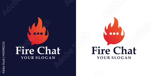 Fire And Chat, Flame Talk Logo Design template