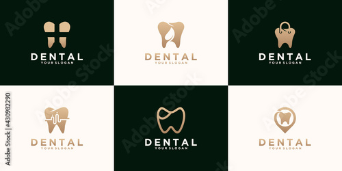 set of Dental care icon logo template