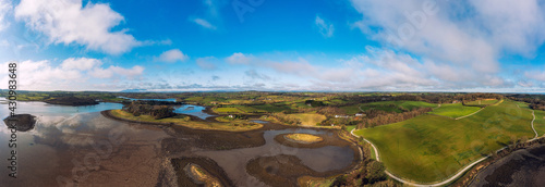 Fototapeta Naklejka Na Ścianę i Meble -  aerial panoramic view of Spring countryside landscape, Northern Ireland