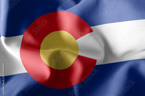 3D illustration flag of Colorado is a region of United States. W