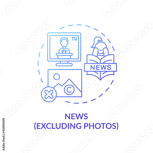 News without photos concept icon. Exception to copyright idea thin line illustration. Brief quotations. Informing public without copyright materials use. Vector isolated outline RGB color drawing