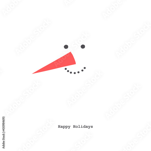 Snowman head vector illustration. Frost Xmas yeti abstract portrait card. White minimalistic Christmas geometric graphic design