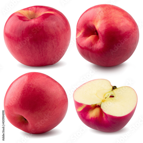 collection of Red apple isolated on white background, clipping path.