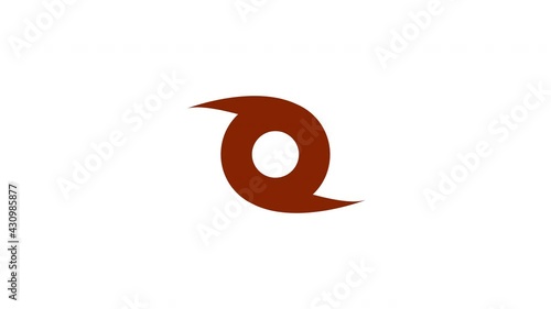 Whirlwind animation. Tornado. Hurricane. Hurricane - storm. White background. 4k video