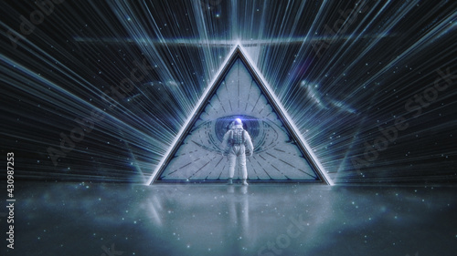 "ALL SEEING EYE" / Eye of Providence + ASTRONAUT ::: Abstract Concept of Freemason Symbol | 3D Render Illustration 8K