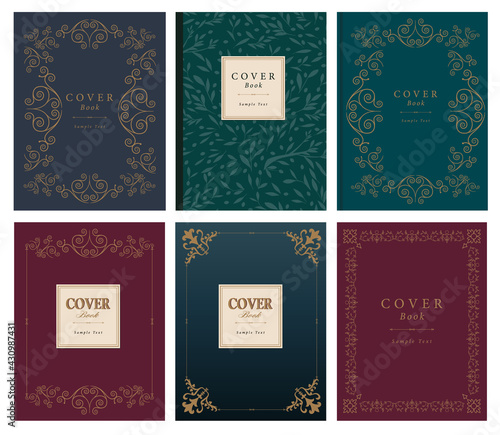 Six ornamental old frames. Antique cover book. Vintage style. Vector Illustration