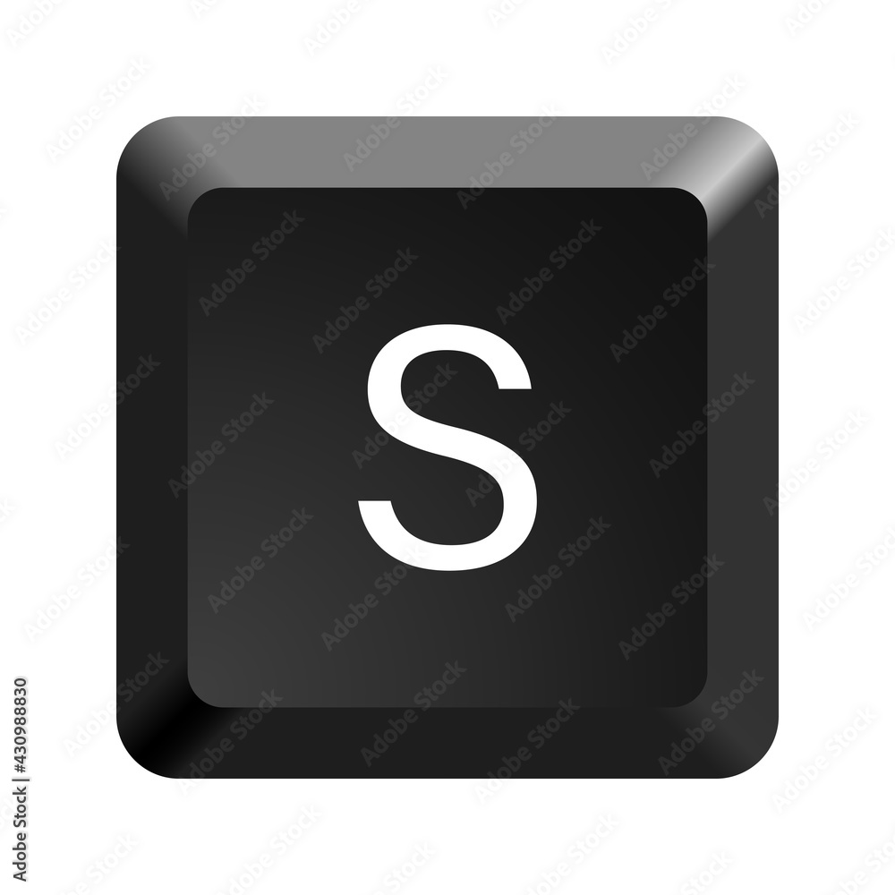 Black computer keyboard key Letter S. Button icon vector illustration. Black computer keyboard key Letter S. Button icon vector illustration.