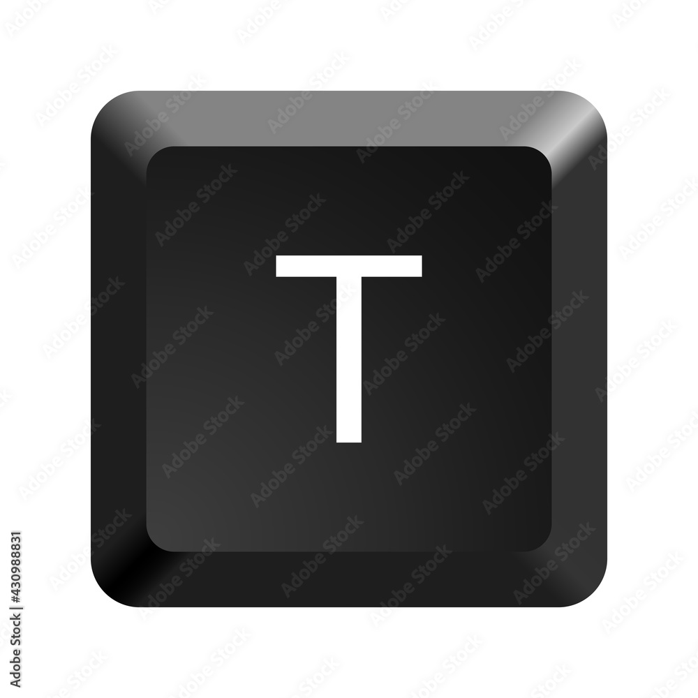 Black computer keyboard key Letter T. Button icon vector illustration. Black computer keyboard key Letter T. Button icon vector illustration.
