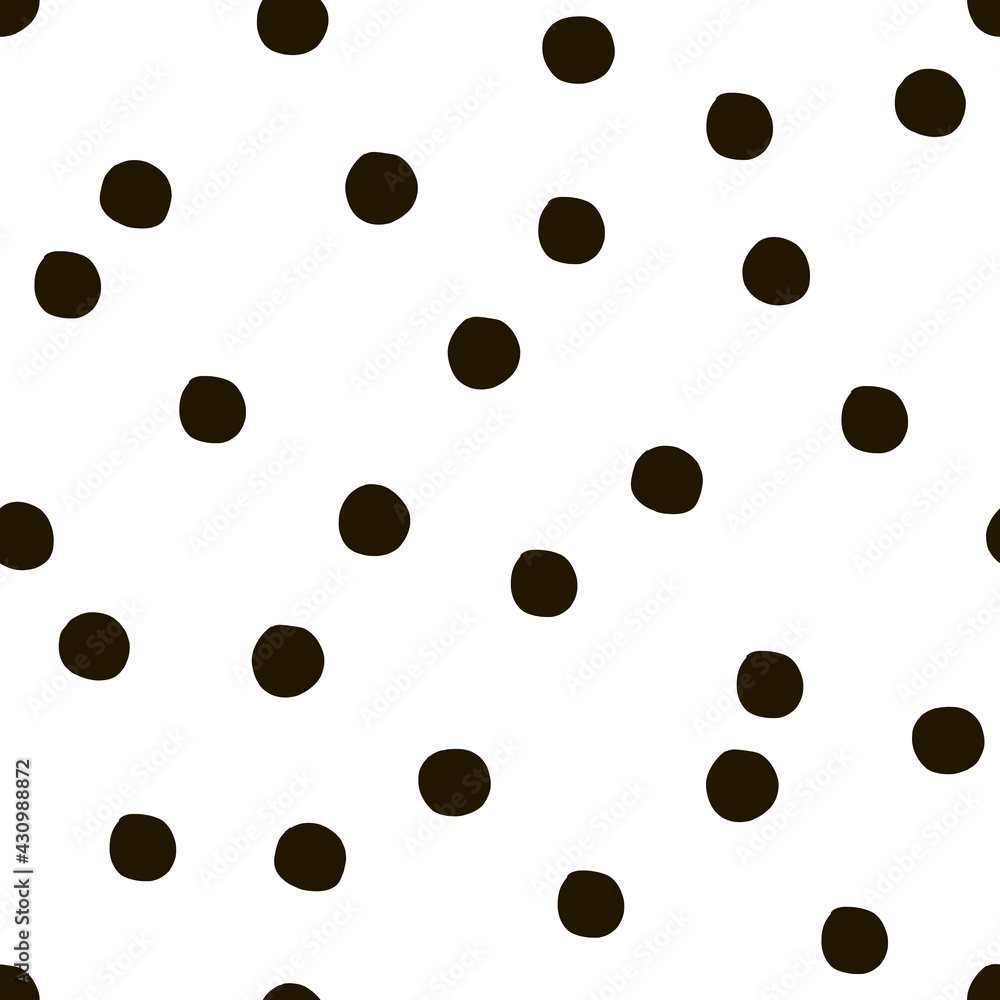 Quirky round shapes vector seamless pattern. Black white confetti festal party design. Hand drawn geometric abstract polka dots childish background Quirky round shapes vector seamless pattern. Black white confetti festal party design. Hand drawn geometric abstract polka dots childish background