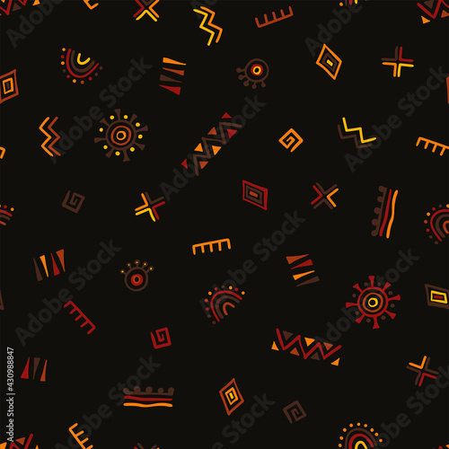 Hand drawn abstract seamless pattern, ethnic background, african style - great for textiles, banners, wallpapers, wrapping - vector design