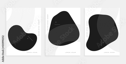 abstract contemporary line style posters set template