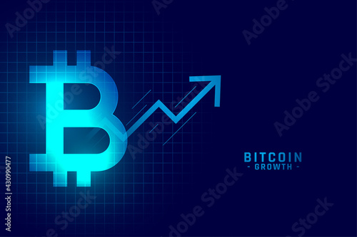 bitcoin growth graph chart in blue technology style