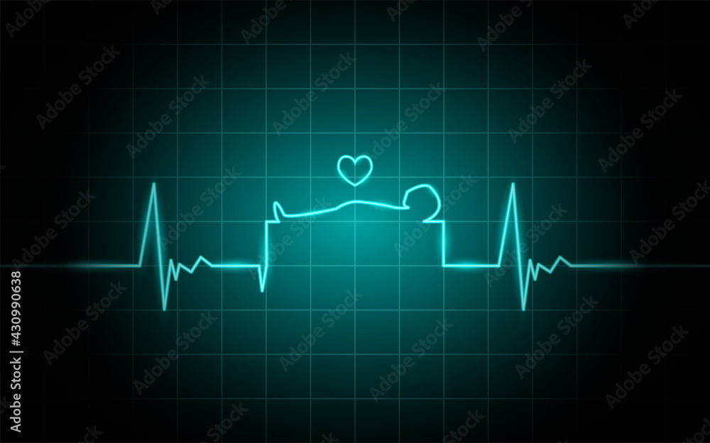 Neon glowing lines, Heartbeat concept, Lifeline background design