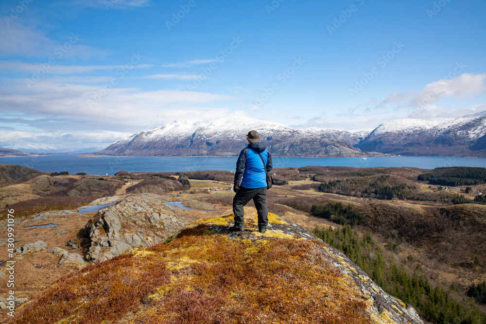 Fototapeta premium Mountain hike to Hornsveten in Brønnøy municipality, ,Helgeland,Nordland county,Norway,scandinavia,Europe