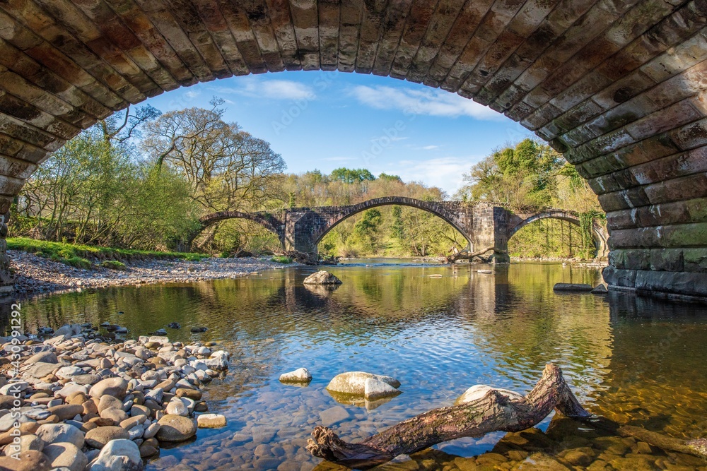 Fototapeta premium Cromwell's Bridge, River Hodder, Hurst Green