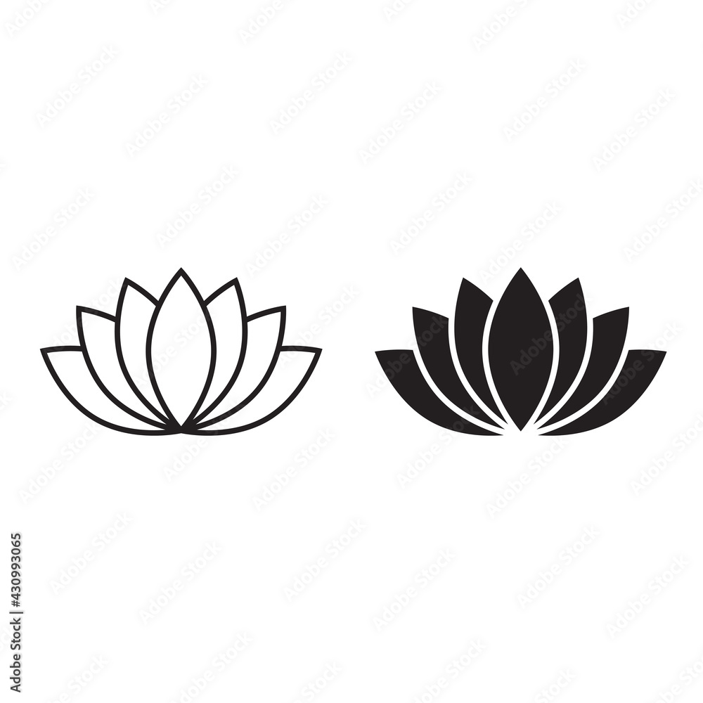 Vector black lotus icon on white background