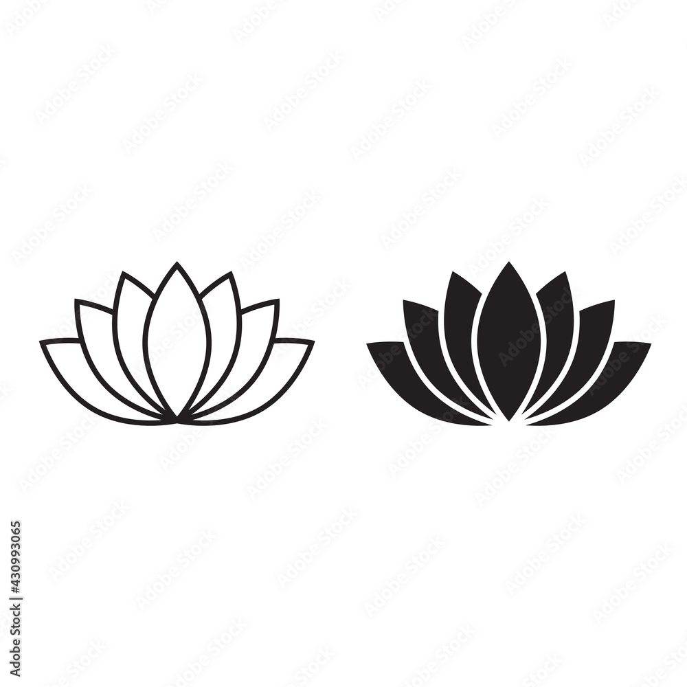 Vector black lotus icon on white background Vector black lotus icon on white background