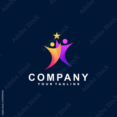 people gradient color logo design