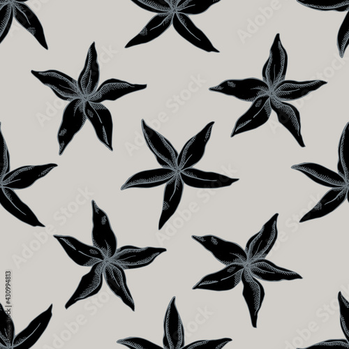 Seamless pattern with hand drawn stylized hancornia