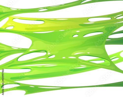 Stretched green slime background. Kids' sensory toy. Cartoon vector illustration.