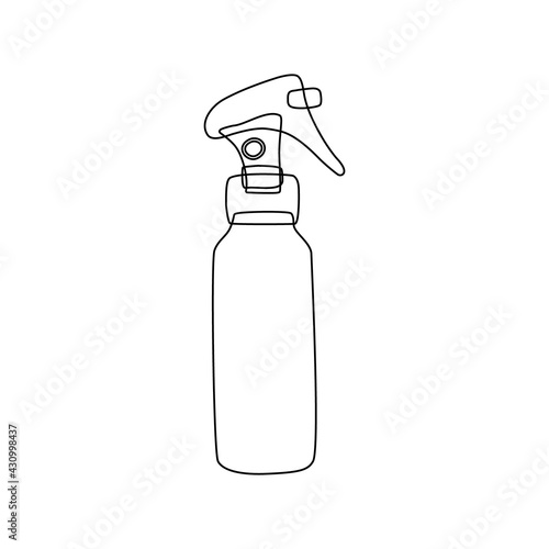 Hairdressing spray gun for hair. Black outline, sketch on a white background. Vector illustration for a design or icon