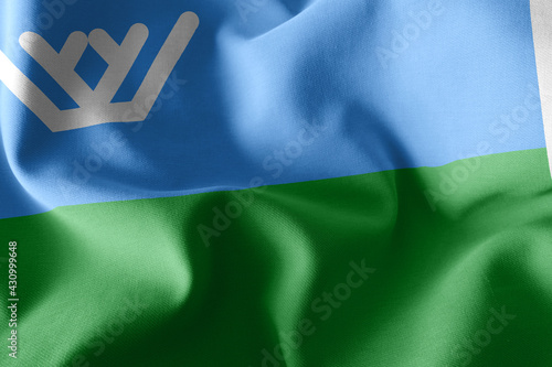 3D illustration flag of Khanty–Mansi Autonomous Okrug is a reg photo
