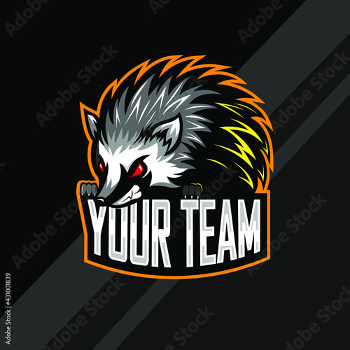 the hedgehog mascot logo with a black background