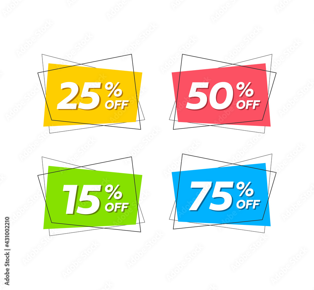 Discount banner. Set of color banners with discount. Vector illustration Discount banner. Set of color banners with discount. Vector illustration