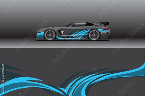 Abstract Race car wrap sticker design and sports background for daily use racing livery or car vinyl stickers. Print ready eps sticker vector.