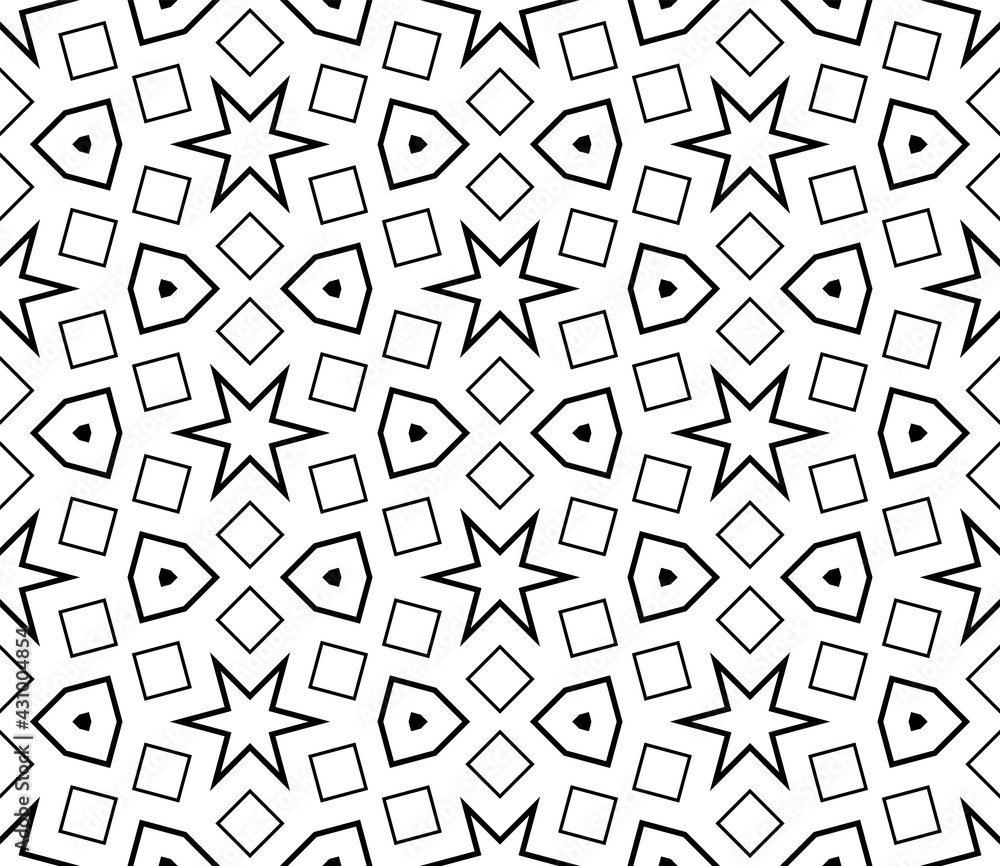 Abstract black and white halftone hexagon, triangle seamless pattern. Geo shape background. Mosaic, tile of thin line ornament. Abstract black and white halftone hexagon, triangle seamless pattern. Geo shape background. Mosaic, tile of thin line ornament.