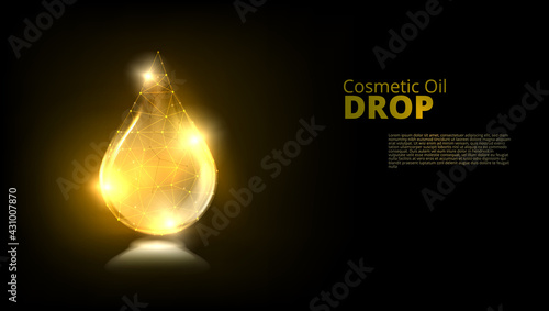 Realistic Gold Glass Drop Of Cosmetic Oil
