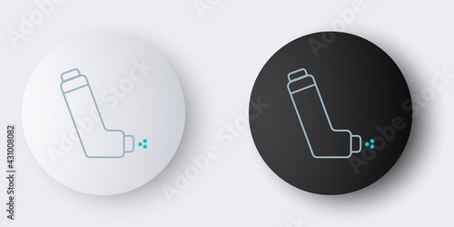 Line Inhaler icon isolated on grey background. Breather for cough relief, inhalation, allergic patient. Medical allergy asthma inhaler spray. Colorful outline concept. Vector