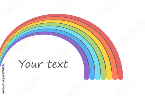 Banner with pattern of rainbow colors and place for text on white background. Cartoon flat style