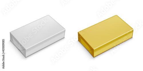 Silver And Golden Butter Paper Package On White