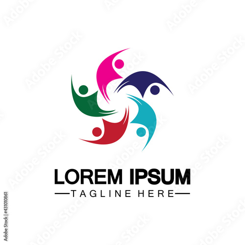 Community, network and social icon logo design template