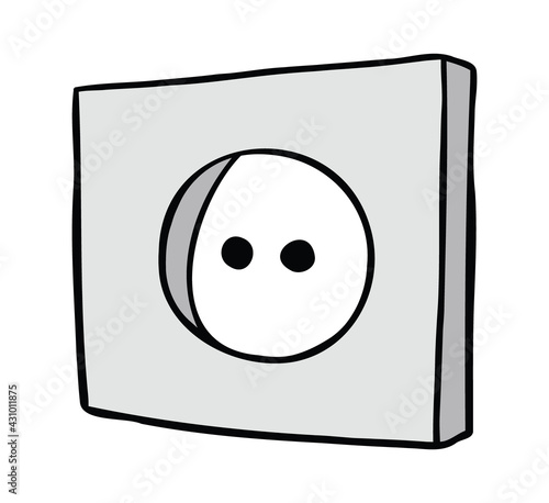 Cartoon vector illustration of electrical outlet.