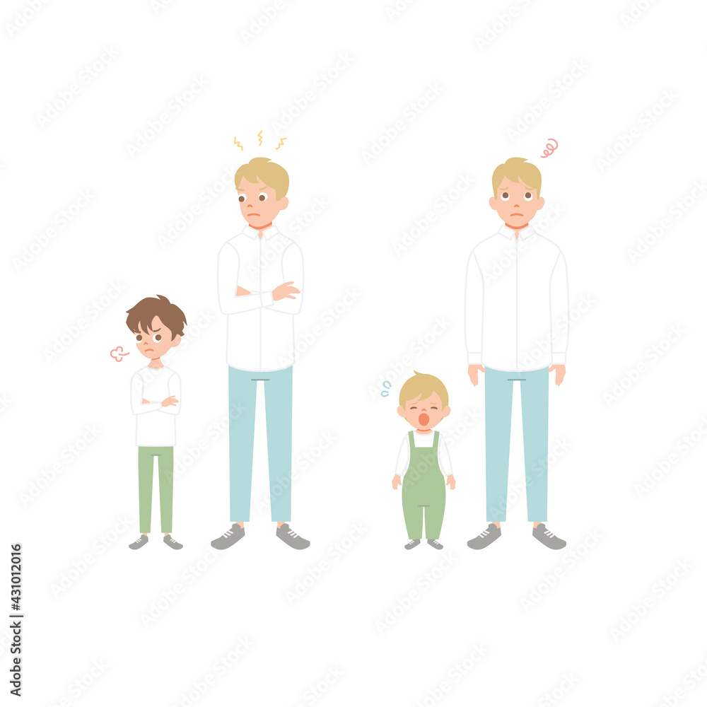 Problems of relations between son and father. Flat cartoon vector illustration Problems of relations between son and father. Flat cartoon vector illustration