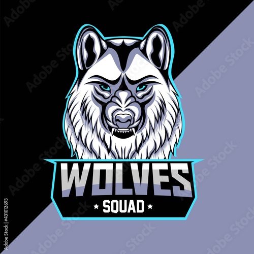 white wolves mascot esport logo design