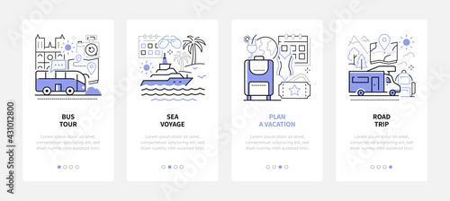 Traveling and tourism - modern line design style web banners