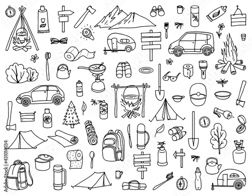 Set of camping and tourism elements