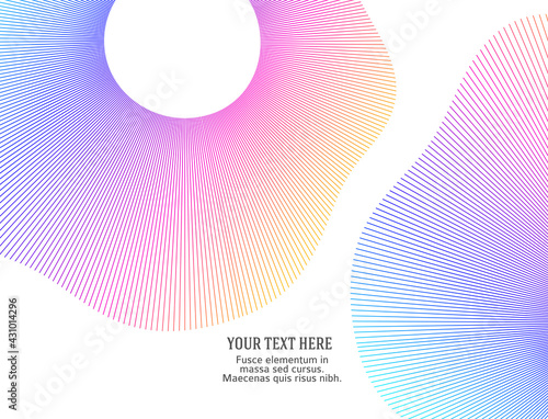 Design elements. Wave of many purple lines circle ring. Abstract vertical wavy stripes on white background isolated. Vector illustration EPS 10. Colourful waves with lines created using Blend Tool