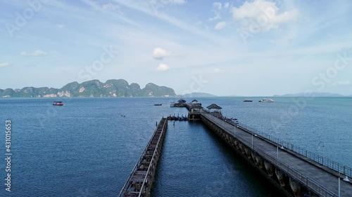Wallpaper Mural Aerial drone bird's eye view 4K High quality of small bridge in to the sea Bridge for Travel people transportation to travel archipelago in the phang nga province Thailand Torontodigital.ca