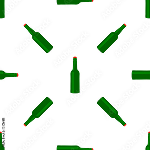 Illustration on theme seamless beer glass bottles with lid for brewery