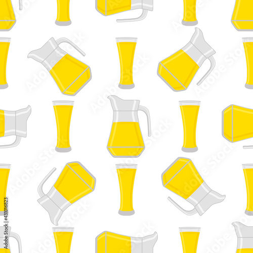 Illustration on theme colored lemonade in glass jug