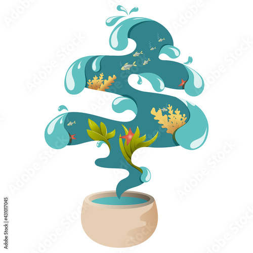 The sea in a cup. Dreams of travel and the ocean.
