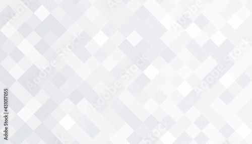 White and gray square pattern background with stripe line. Geometric shape abstract banner design. Modern and minimal pixel style. You can use for cover template, poster, flyer, print ad. Vector EPS10