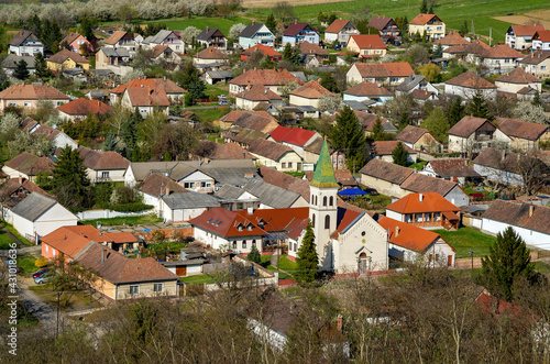 Arial view of Nograd village in Hungary  photo