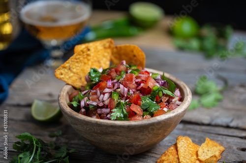 Homemade salsa pico de gallo, mexican cuisine